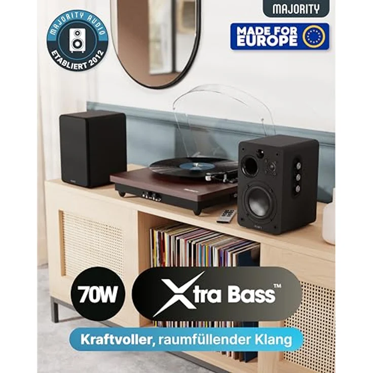 MAJORITY D70X Aktivlautsprecher, 70W Bluetooth Regallautsprecher mit HDMI ARC, Doppeltreiber Kohlefasermembranen und Fernbedienung (Schwarz) – Bild 2