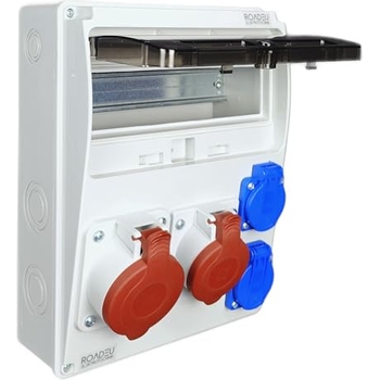 Starkstrom Adapter 16A auf 2x 16A Kupplung, Baustromverteiler mit CEE und Schuko
