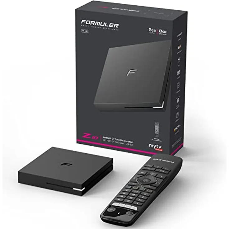 Formuler Z10 4K Ultra HD Android 10 IP-Receiver (60fps, HDR10+, Dual-Band WiFi, LAN, Bluetooth 5.0, USB 3.0, HDMI, 2 GB RAM & 8 GB Flash, Widevine L1 & L3, OTT Mediaplayer, schwarz)