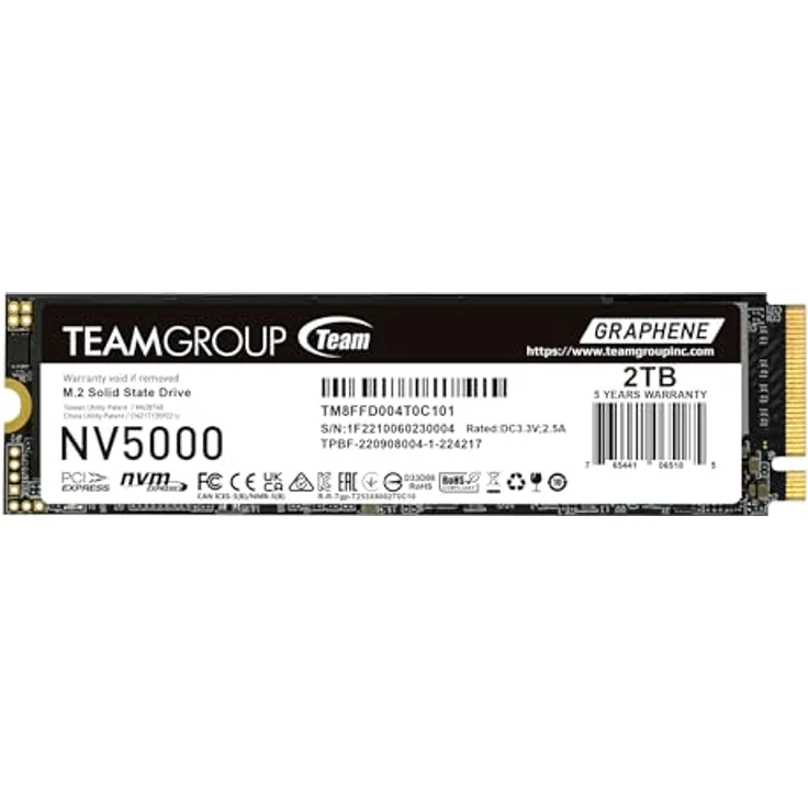 TEAMGROUP NV5000 TM8FGM002T0C101, 2TB PCIe M.2 SSD mit PCIe 4.0 x4 und Graphen-Kühltechnologie – Bild 1