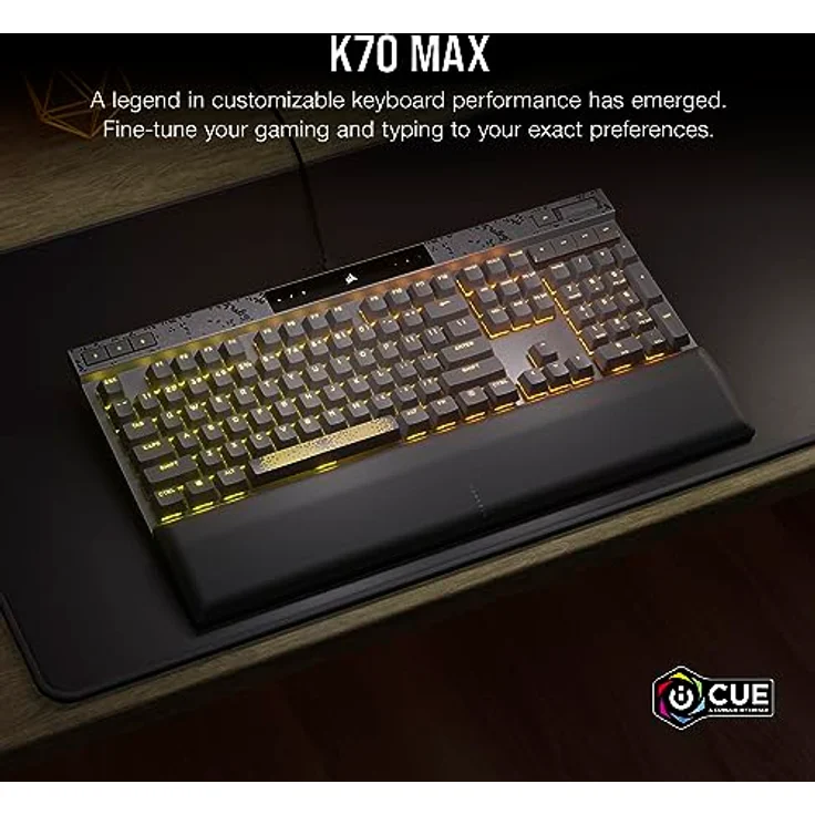 Corsair K70 MAX RGB Magnetisch-Mechanisch Gaming-Tastatur - MGX-Schalter mit Einstellbarer Aktivierung - PBT Double-Shot Tastenkappen - iCUE Kompatibel - QWERTY NA Layout - Stahlgrau – Bild 2