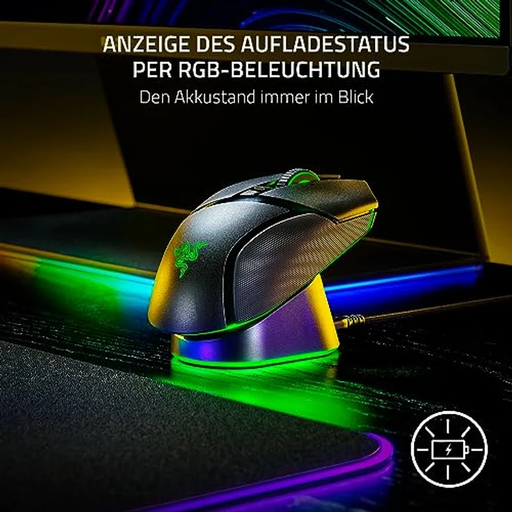 Razer Mouse Dock Pro & Charging Puck - (Magnetische drahtlose Ladestation, Hyperspeed 4K, 8 RGB Chroma Beleuchtung & Modul für kompatible Mäuse) - Schwarz, RZ81-01990100-B3M1 – Bild 5