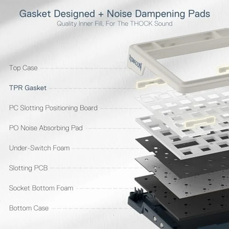 Redragon K686 PRO 98 Tasten Gasket RGB Gaming Tastatur, Lineare Rote Schalter, Blaue Farbe – Bild 4