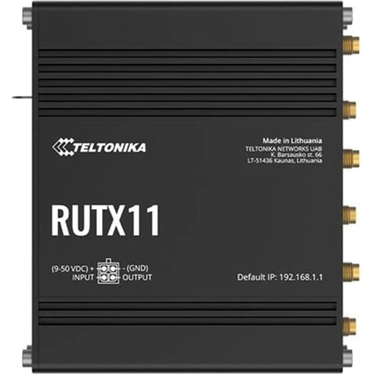 Teltonika RUTX11 Industrial Cellular Router, 4-Port-Switch, 1GbE, Bluetooth 4.0 LE, Wi-Fi 5, Dual-Band, 3G/4G, Standardpaket mit US PSU