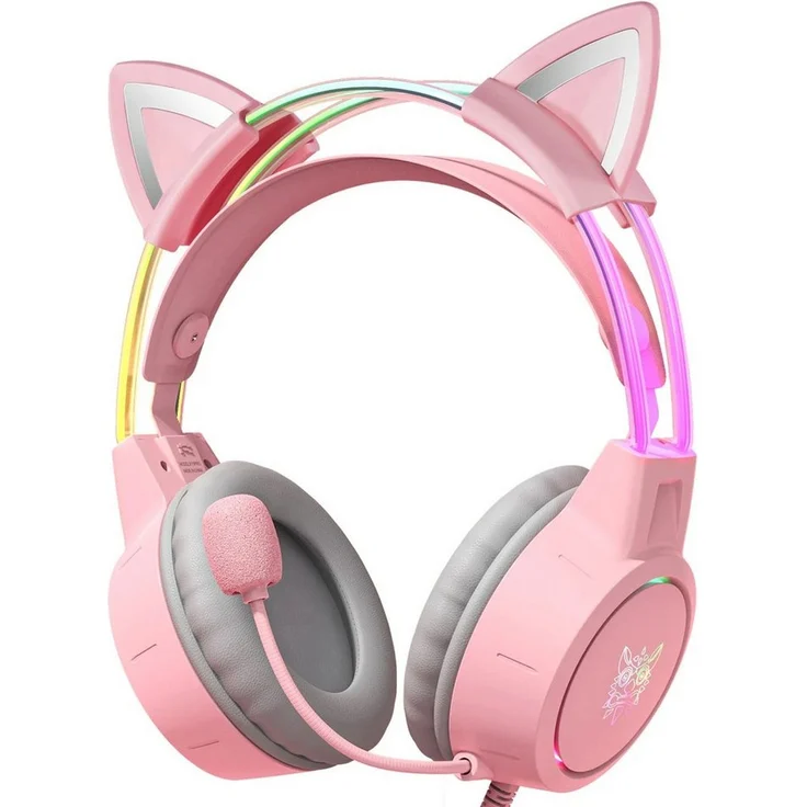 ONIKUMA ONIKUMA X15 PRO CAT EARS Gaming Headset, kabellos mit RGB-Beleuchtung, 50-mm-Treibern und abnehmbaren Katzenohren