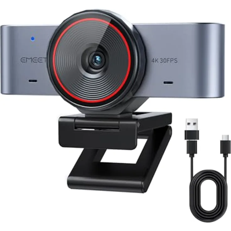 EMEET C960 Ultra Webcam 4K, USB Webkamera für Mac mit 1/1,5" Sensor, schneller Autofokus und integrierter Datenschutzabdeckung