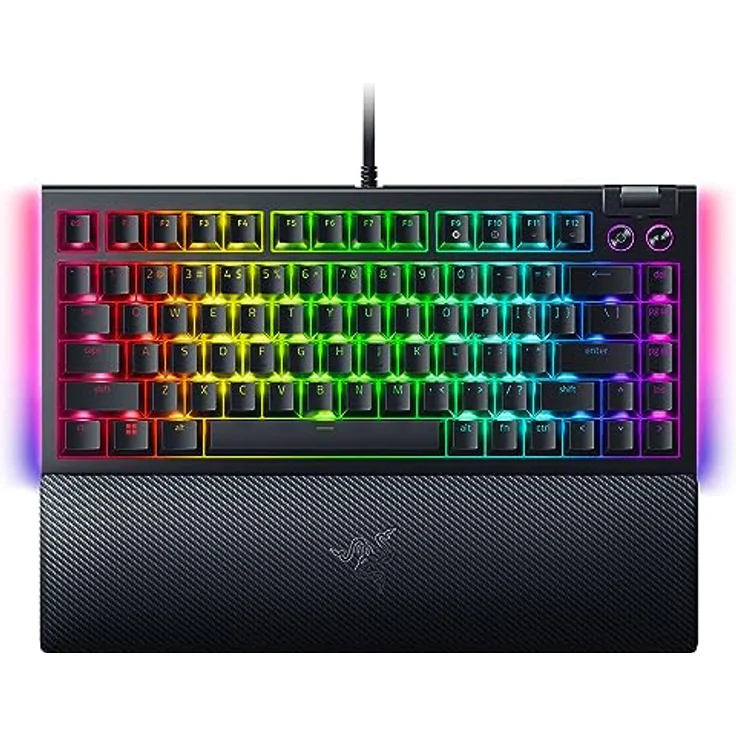 Razer BlackWidow V4 75% - Mechanische Gaming-Tastatur mit Hot Swap (Kompaktes 75-%-Layout, Unterbodenbeleuchtung an 2 Seiten, Multifunktionsregler und Medien-Tasten) US-Layout | Schwarz – Bild 1