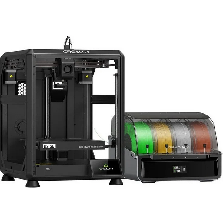 Creality CREALITY K2 SE Combo 3D-Drucker, professionelles 3D-Drucksystem mit integriertem Filament-Trockner, mattschwarz, Bauvolumen 220 x 215 x 245 mm