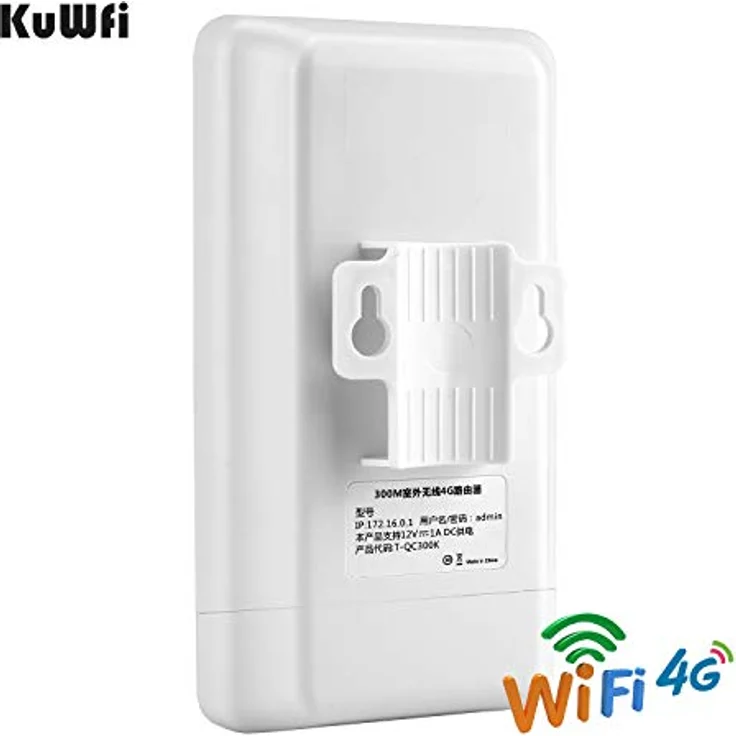 KuWFi 4G SIM Router, KuWFi 300 Mbps 4G LTE CPE Router mit POE Adapter Outdoor LTE Router CAT4 mit SIM Card Slot Wasserdicht WiFi Router für IP Kamera/Outside WiFi Coverage – Bild 3