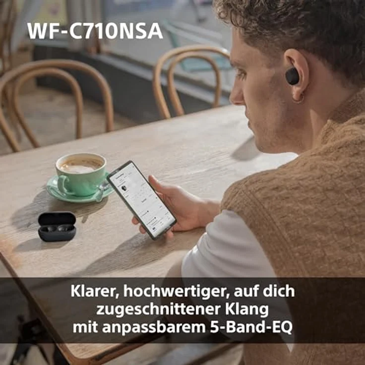 Sony WF-C710NSA, Truly Wireless Noise Cancelling Earbuds, IPX4, Touch-Bedienung, Multipoint-Verbindung, bis zu 40 Std Akku - Schwarz – Bild 4