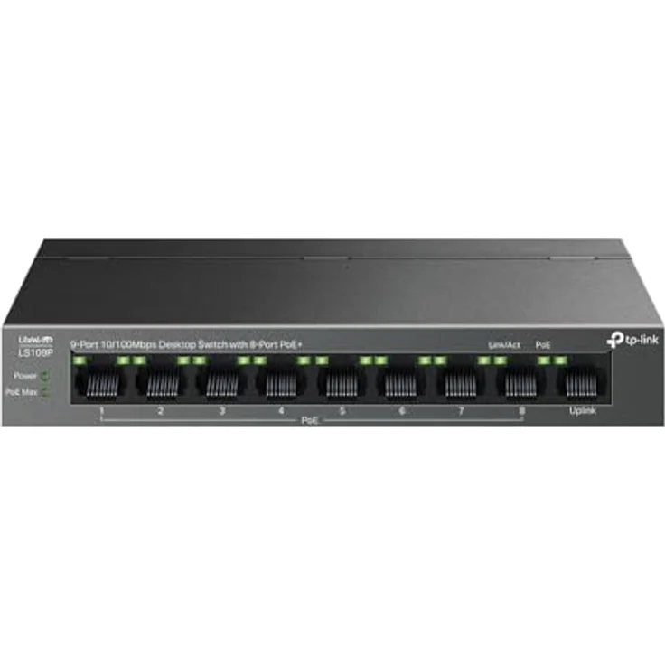 TP-Link 9-Port-Desktop-Switch MIT 10/100 MBit/s MIT 8 POE+-Ports, Original Markenprodukt – Bild 1