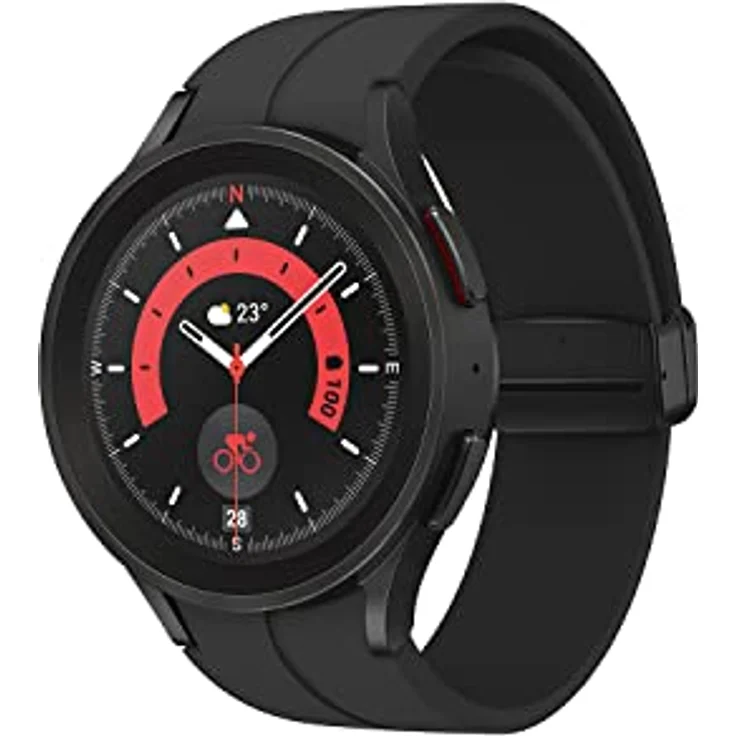 Samsung Galaxy Watch5 Pro, Smartwatch, Gesundheitsüberwachung, Sport-Tracking, Bluetooth, 45 mm, Titan, Schwarz – Bild 1