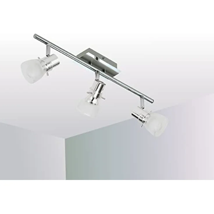 Trango 3-flammig 1007-38 LED Deckenleuchte - Chrom-Optik *FREYA* inkl. 3x E14 LED Leuchtmittel 3.000K warmweiße Lichtfarbe - Badleuchte, Flurleuchte, Küchenleuchte - Schwenkbare Deckenlampe, Kronleuchter – Bild 3