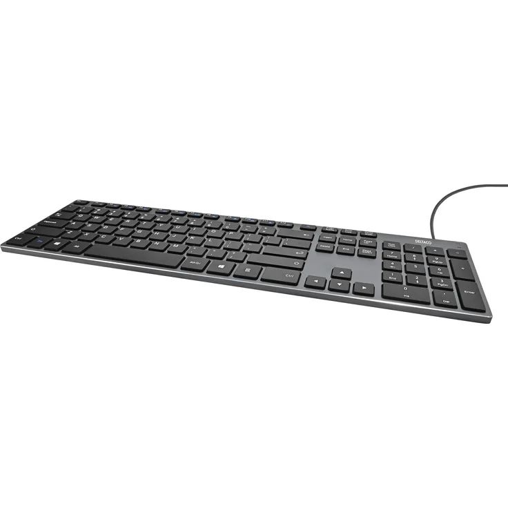 Deltaco TB-801-US, Kabelgebundene QWERTY-Tastatur mit Scherenschaltern, Schwarz