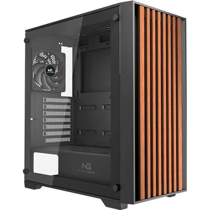 Nordic Gaming Ratatosk, PC Gehäuse für Mini-ITX, mATX und ATX, braun und schwarz, mit optimaler Kühlung und Platz für leistungsstarke Komponenten