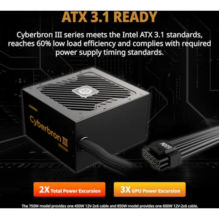 ENERMAX CYBERBRON III 750 Watt|Nicht-modulares ATX 3.1-Netzteil| PCIe 5.1|80 Plus Bronze|geräuscharmer 120mm FDB-Lüfter| DC to DC mit jap. Kondensatoren|EMB750EWT-NAC, leises Netzteil mit hoher Leistungsreserve, 120mm FDB-Lüfter, Bronze-Zertifizierung – Bild 5