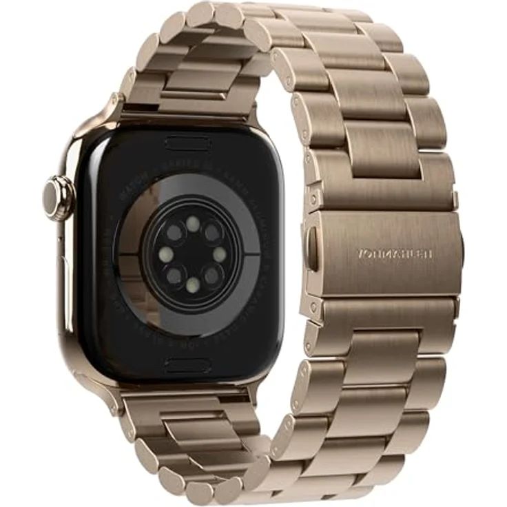 VONMÄHLEN Link Bracelet, Edelstahlarmband für Apple Watch, Sunset Gold, Titan Grad 2, 44 | 45 | 46 | 49mm, elegantes Five-Link Design – Bild 4