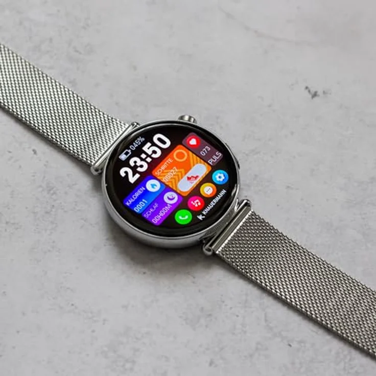 Knauermann PRO 4 MINI (2026) Rund Silber - EKG Gesundheitsuhr mit Blutdruck, Puls und Blutsauerstoff Messung, Schlafanalyse, Telefonie, IP67, 41 mm Gehäuse, AMOLED-Display – Bild 5