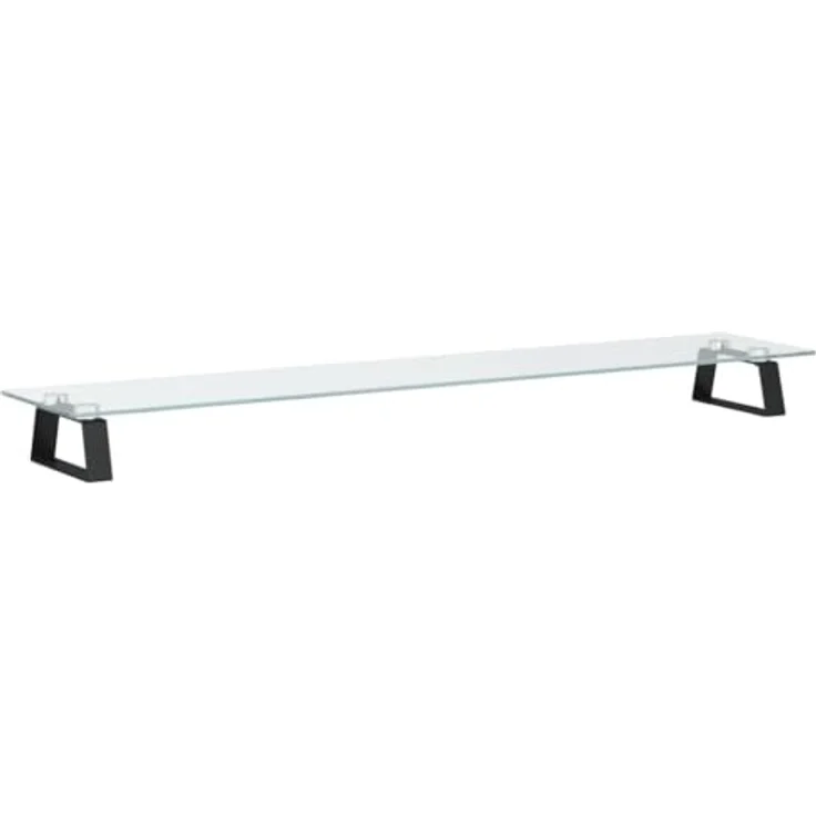 vidaXL Monitorständer, 100x20x8 cm, Schwarz, Hartglas und Metall, ergonomisches Design mit zusätzlichem Stauraum – Bild 6