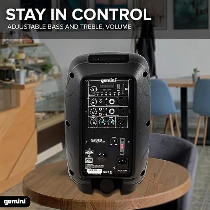 Native Gemini AS-2108BT, Bluetooth Lautsprecher mit 8-Zoll-Tieftöner und integriertem Mediaplayer, Netzbetrieb, Schwarz – Bild 3