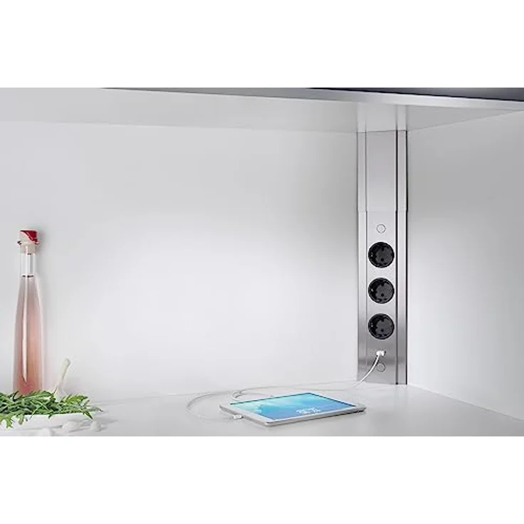 Thebo ST 3072/3 USB Energie-Ecksäule schwarz, moderne und schmale Ecksteckdose – Bild 2