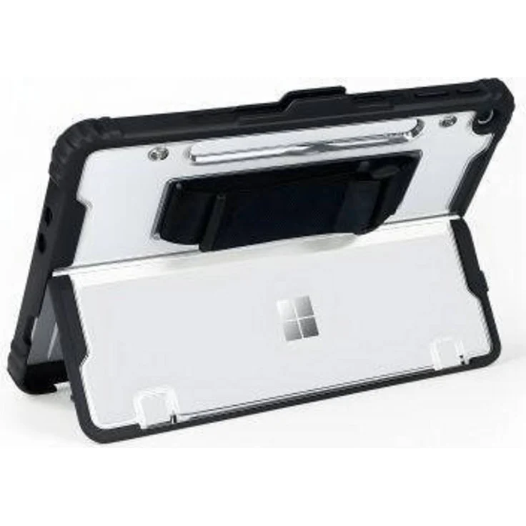 JT Berlin Handstrap Case für Microsoft Surface Pro 12 Zoll (1. Edition), Schwarz-Orange, extrem robuster Schutz mit verstellbarer Handschlaufe und transparenter Rückseite