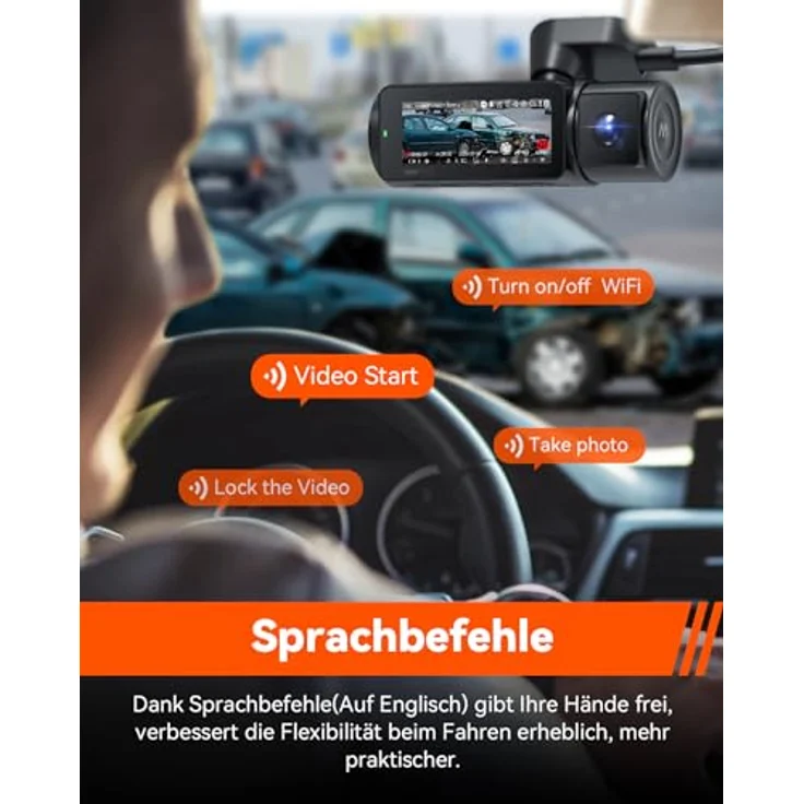 VANTRUE N4 Pro Dashcam Auto 4K HDR + 1080P HDR+ 1080P HDR, STARVIS 2 Dash Cam 5GHz WiFi, Sprachbefehl Auto Kamera 3 Lens Puffer Parküberwachung Sternenlicht Infrarot Nachtsicht, GPS, 2.45”Max 512GB – Bild 5
