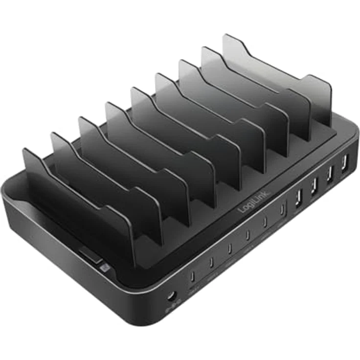 LogiLink USB-C Ladestation (120 W), USB Ladegerät mit 10 Anschlüssen, Schwarz – Bild 5