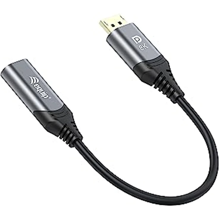 Equip 133446 DisplayPort 1.4-auf-HDMI-Adapter, 8K/60Hz, 15 cm, Aluminiumgehäuse, vergoldete Anschlüsse – Bild 3