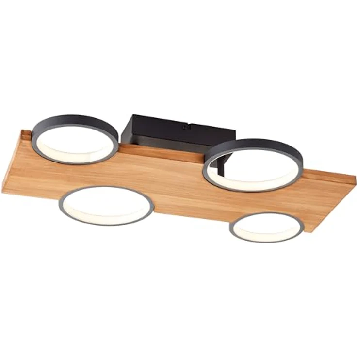 Brilliant Lampe Cheesy LED Deckenleuchte 55x35cm matt schwarz/holz Metall/Holz braun 28 W LED integriert, dimmbar und nachhaltiges Holz – Bild 5