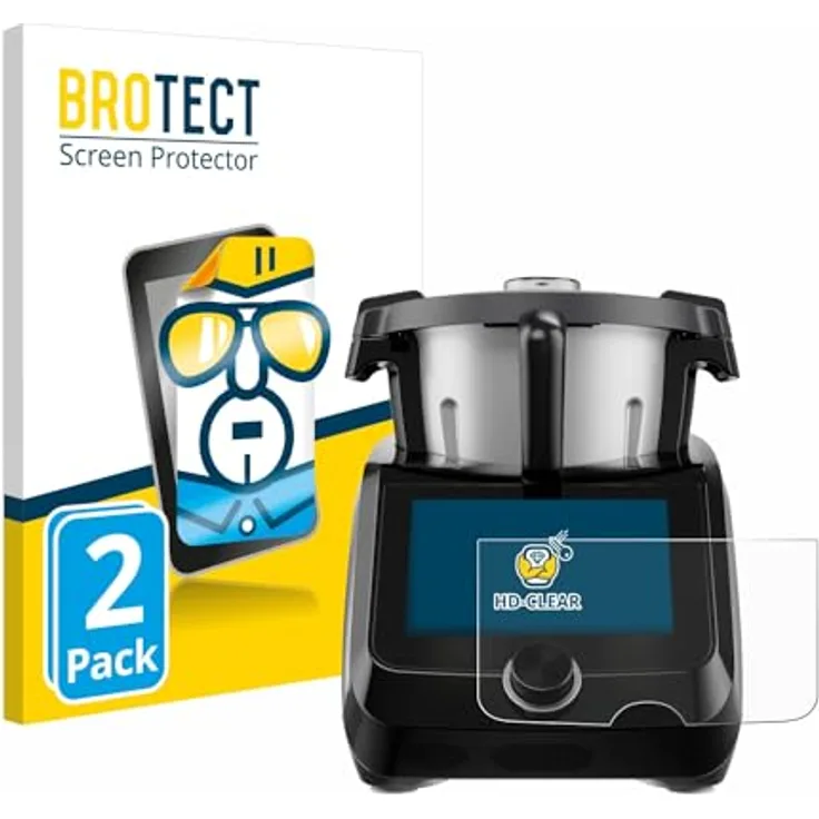 BROTECT 2 Stück Schutzfolie für SilverCrest Monsieur Cuisine Smart BLACK EDITION Displayschutz Folie Ultra-Klar