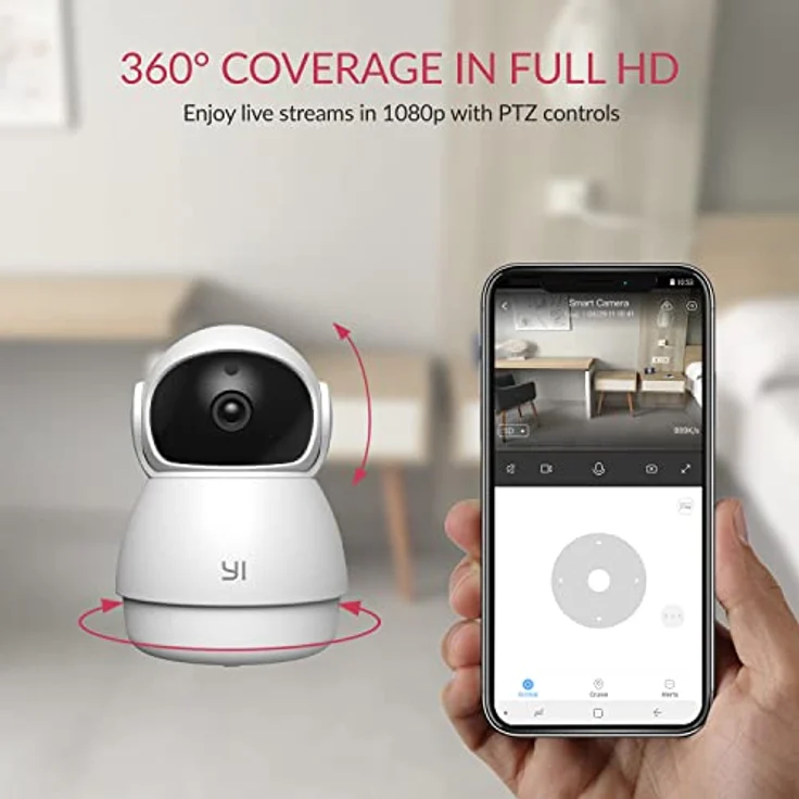 YI Kami Pet Dome Guard, 2K HD Netzwerkkamera mit 125° Weitwinkel, Künstlicher Intelligenz und Zwei-Wege-Audio, Weiss – Bild 2