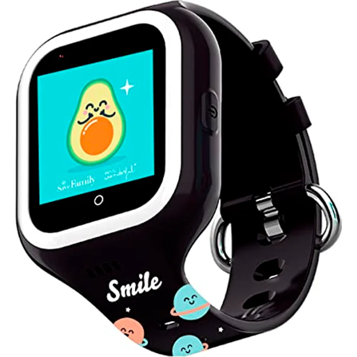 SaveFamily Iconic Plus Mr. Wonderful Edition mit personalisierten Armbändern. Smartwatch für Kinder mit Videoanruf, Musik, Anrufer-ID, Video, Bluetooth, App Store, Whatsapp und lustigen Sprüchen.