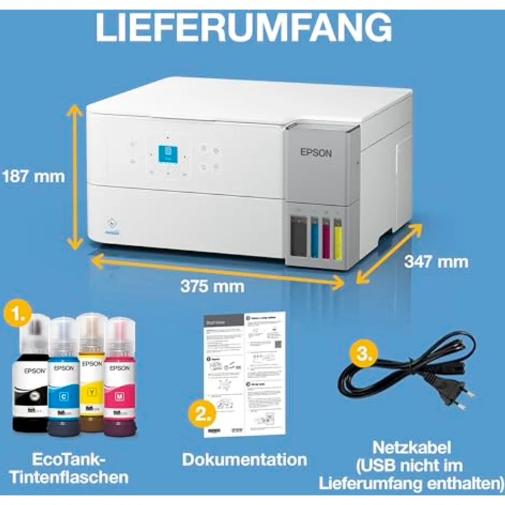 EPSON EcoTank ET-2956, 3-in-1 Tintentankdrucker in Weiß mit Duplex, WiFi, Apple AirPrint und 40 Euro CashBack – Bild 8