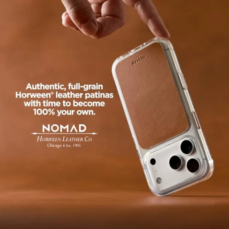 Nomad Clear Leather Case - saddle (Horween) für iPhone 18 Pro Max/17 Pro Max, transparentes Design mit echtem Horween-Leder – Bild 4