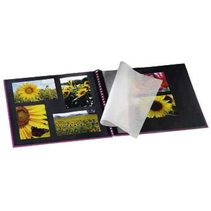 Hama Jumbo Fotoalbum, 36 x 32 cm, 50 schwarze Seiten, 25 Blatt, mit Ausschnitt für Bildeinschub, Fotobuch pink - Preisvergleich – Bild 2