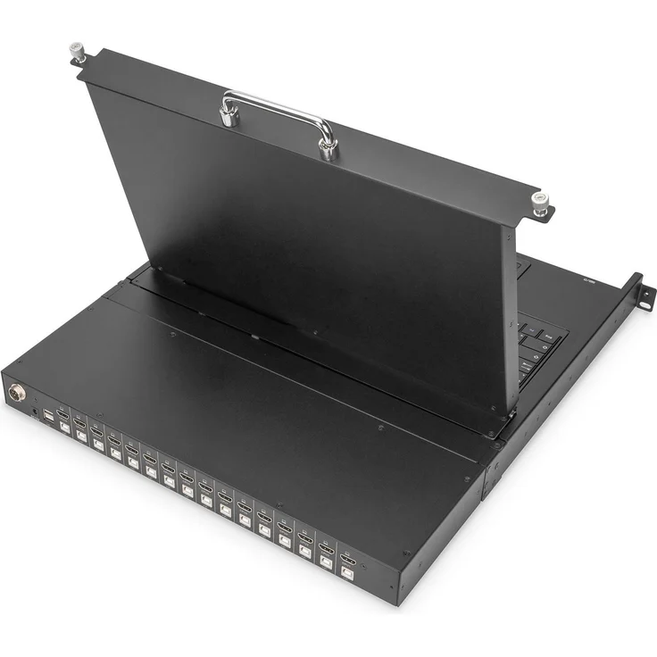 Digitus 17" Modulare HD TFT Konsole, 8-Port KVM Switch mit Touchpad und 8 x HDMI, Schwarz
