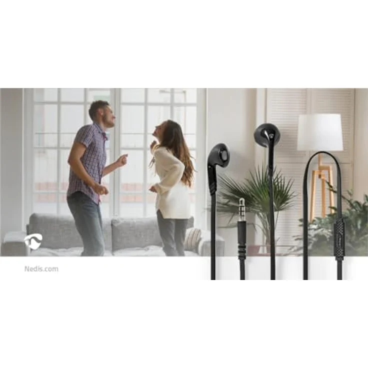 NEDIS Kopfhörer mit Kabel | 3.5 mm | Seillänge: 1.20 m | Eingebautes Mikro | Schwarz – Bild 5