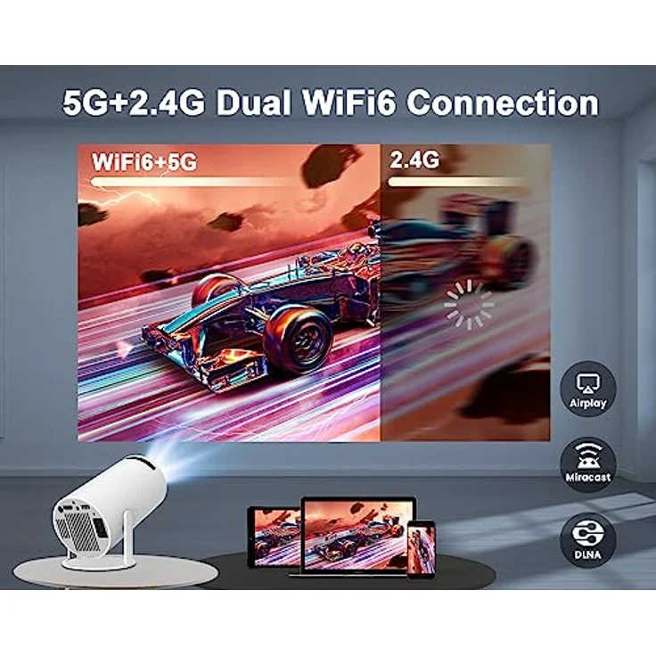 Magcubic Mini Beamer 4K, Smart Projektor mit Android 14, 5G WiFi 6, BT 5.4, Auto horizontale Trapezkorrektur, 8000 Lumen, weiß – Bild 4