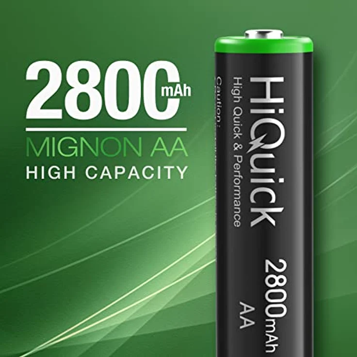 HiQuick Mignon AA Akku 2800mAh - NI-MH wiederaufladbare Batterien, 1200 Tech wideraufladbare AA Akkus, geringe Selbstentladung - 1,2V AA Batterien 4 Stück – Bild 2