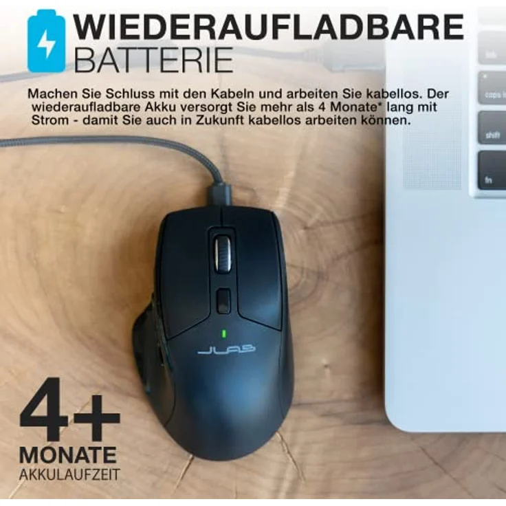 JLab JBuds Wireless Mouse, Verbindung über Bluetooth oder USB, Bluetooth-Maus für viele Geräte, ergonomische, wiederaufladbare Wireless-Mäuse für Laptop, PC, Tablet, Windows, Mac, Chrome OS – Bild 3