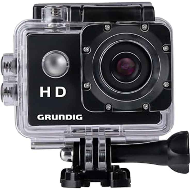 Grundig Action Cam 720P, wasserdichte Unterwasserkamera mit 100°-Weitwinkel und 90 Minuten Akkulaufzeit, Schwarz – Bild 1