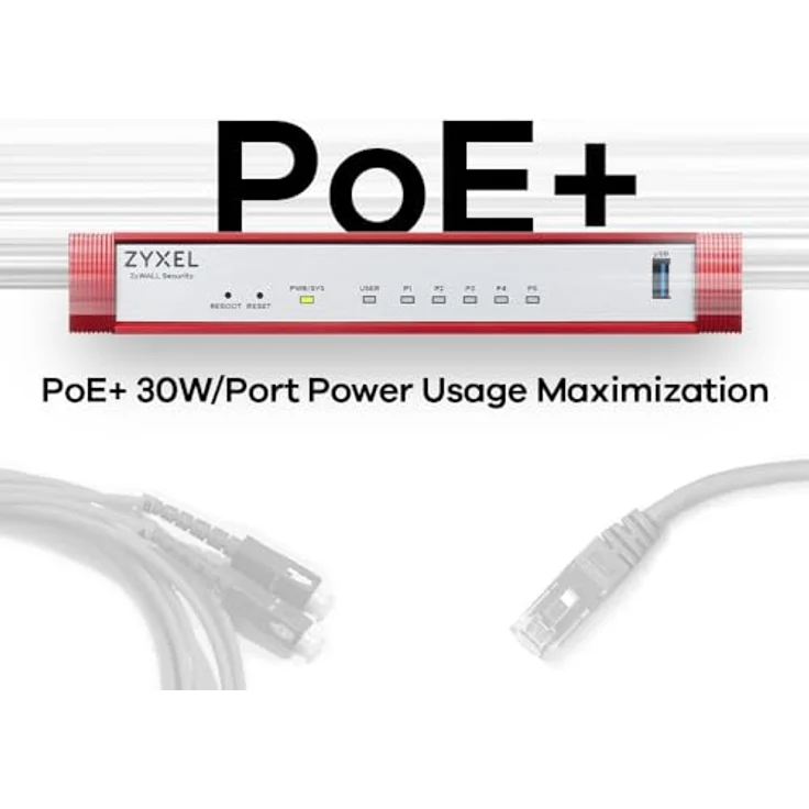 Zyxel USG Flex 50HP Entry Bundle, Router mit 2000 Mbps Firewall-Durchsatz, 5x Gigabit-Ethernet, PoE+ Unterstützung, Rot – Bild 5