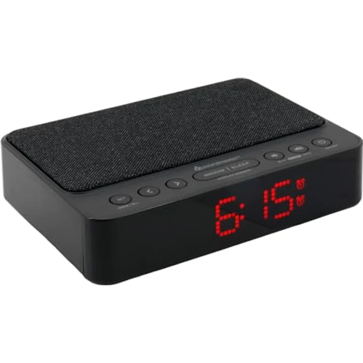 Soundmaster UR124SW Radiowecker mit kabelloser Ladestation, Wireless Charger iPhone/Samsung Galaxy,LED-Display 4-stufiger Dimmer, 2 Weckzeiten, Uhrenradio ohne Ticken – Bild 2