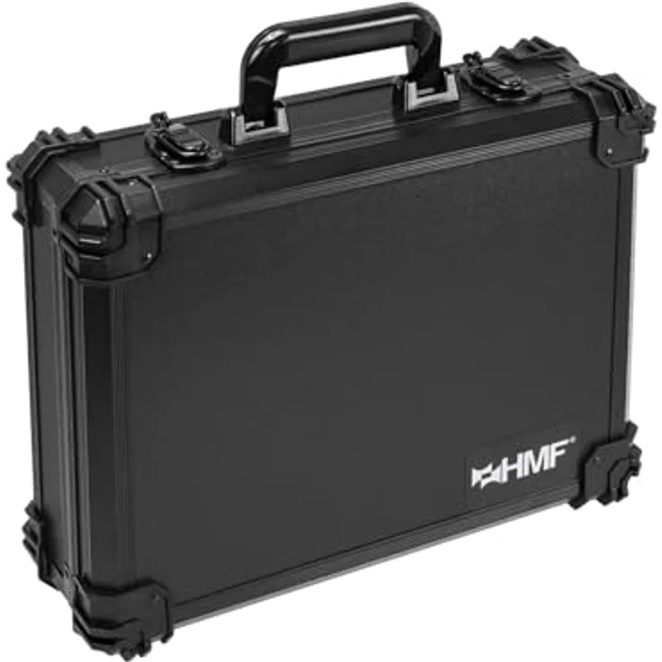 HMF 15502-02 Transportkoffer mit Rasterschaumstoff, Universalkoffer für sensible Geräte, 39 x 29 x 12 cm, Schwarz – Bild 4
