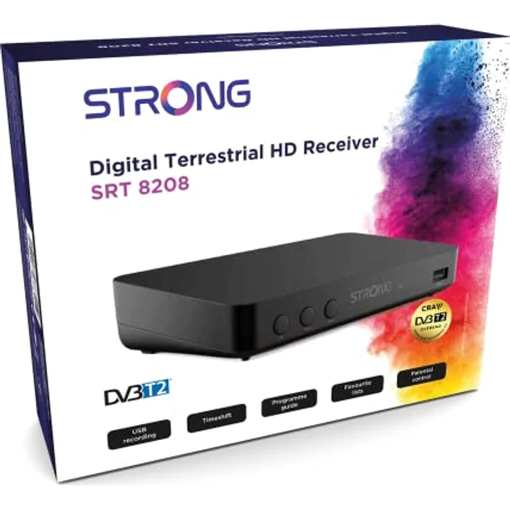 STRONG SRT8208 DVB-T2 DVB-T2 - Unterstützt HEVC265 - TV-Receiver / Tuner mit Recorder Funktion (HDMI, Scart, USB, Dolby Digital Plus) - Schwarz – Bild 5