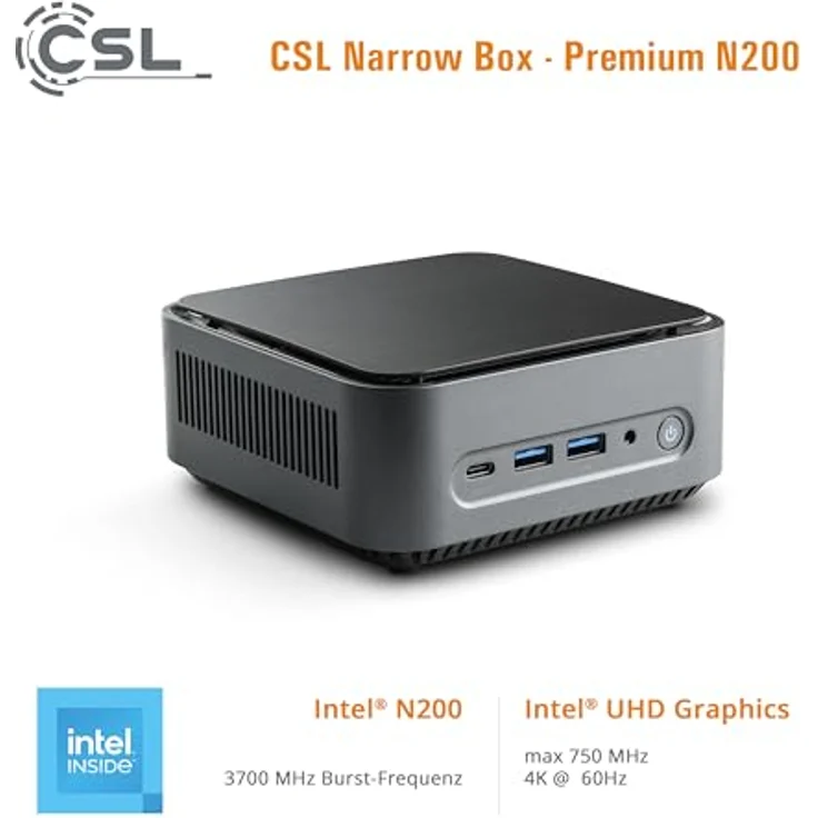 CSL Narrow Box Premium, Mini-PC mit Intel N200, 16 GB RAM, 500 GB SSD, Intel UHD Graphics, Schwarz – Bild 6