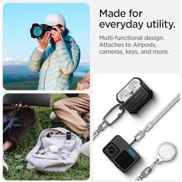 Spigen Universal Handykette zum Umhängen und Handschlaufen Set mit ConTag Smartphones Kette Kompatibel mit iPhone 16/15 Pro Max, Samsung Galaxy S24/S23, Xiaomi, Pixel Lanyard Strap - Perl White – Bild 3