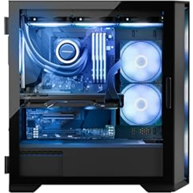 Modecom Horizon ARGB Midi Tower, PC Gehäuse für Mini-ITX, mATX, E-ATX, schwarz mit ARGB-Beleuchtung und Seitenfenster – Bild 6