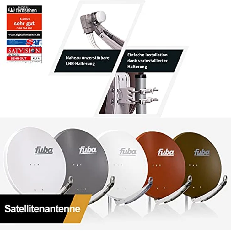 Fuba PremiumX Satelliten-Komplettanlage DAA 850 R, Antenne 850 mm, Multiswitch PXMS-5/8, Quattro LNB, rotbraun – Bild 3